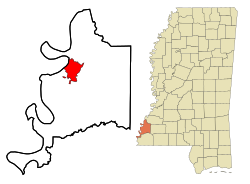 Adams County Mississippi Incorporated and Unincorporated areas Natchez Highlighted
